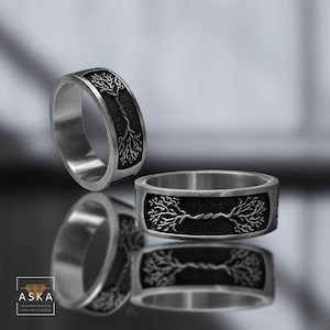 Yggdrasil Tree of Life Handmade Signet Ring,Silver Tree of Life Jewelry, Silver Yggdrasil Pinky Ring,Norse Mythology Inspired Jewelry