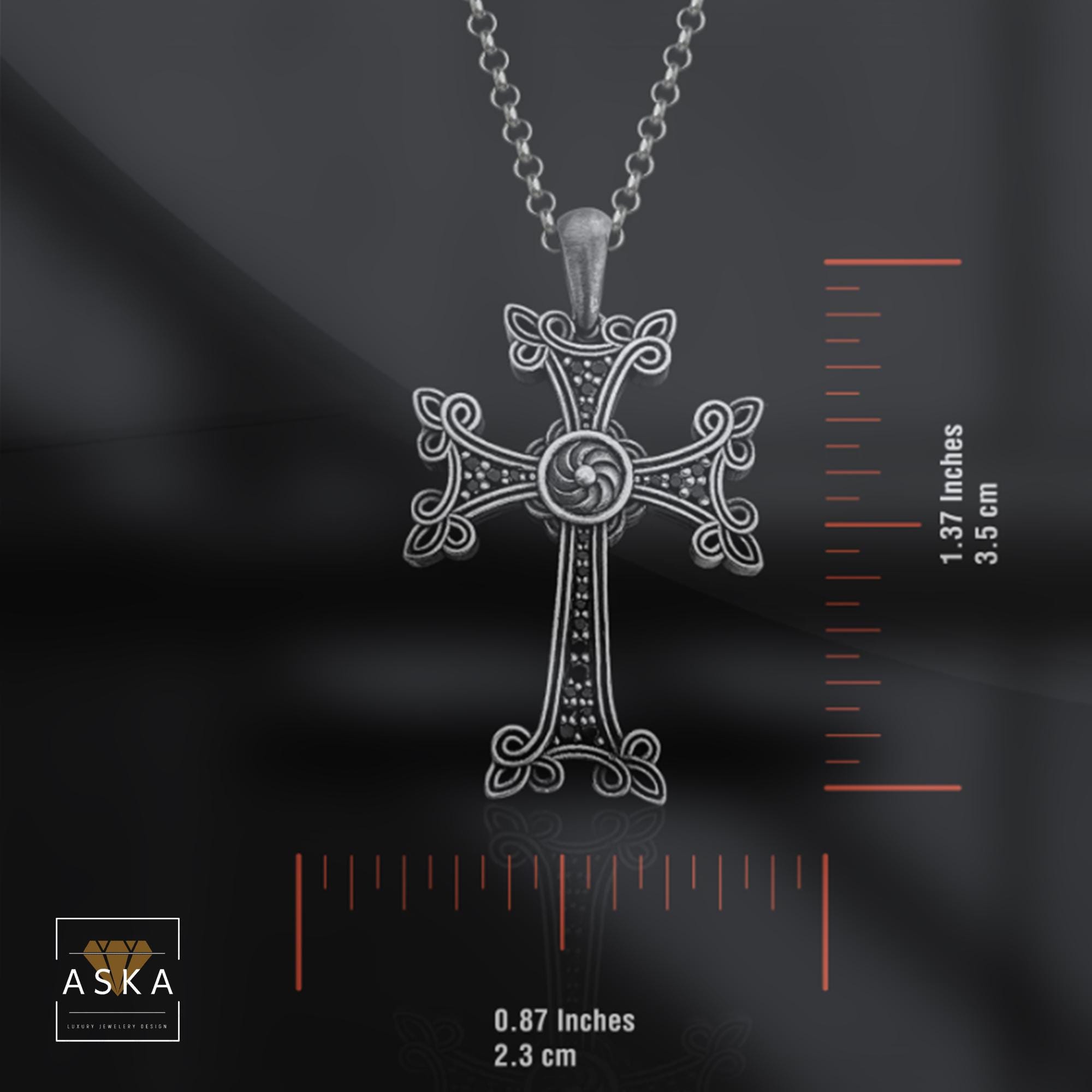 Collana Con Ciondolo A Croce Nera In Argento Sterling 925 - Gioiello Unisex Con Catena A Cavo, Regalo Di Fede E Speranza Per Uomo E Donna, Marchio AINFQY