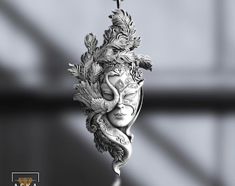 Masquerade Mask Necklace – 925 Sterling Silver Venetian Pendant – Handmade Mardi Gras Jewelry – Gift for Theatre and Opera Lovers