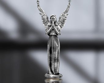 Guardian Angel Pendant Necklace – 925 Sterling Silver – Christmas Gift for Her, Faith Protection Jewelry