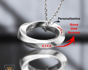 Sterling Silver Mobius Necklace: Personalized Twist Jewelry