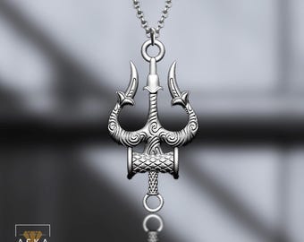 Sterling Silver Poseidon Trident Necklace: Greek Mythology Amulet