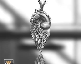 Sterling Silver Pegasus Charm: Handmade Winged Horse Pendant