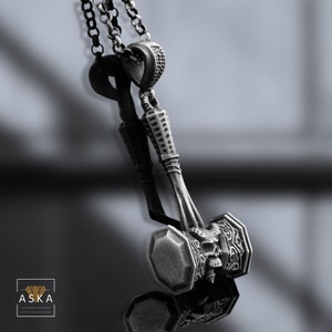 Viking Hammer 925 Sterling Silver Oxide Necklace – Handmade Mjölnir Pendant – Norse Mythology Jewelry Gift for Him