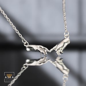The Creation of Adam Necklace – 925 Sterling Silver Michelangelo Pendant – Renaissance Art Jewelry – Unisex Gift