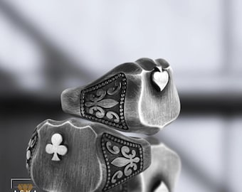 Sterling Silver Spades Ring: Minimalist Poker Jewelry Gift