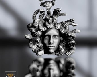 Sterling Silver Medusa Pendant Necklace: Greek Mythology Amulet