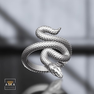 Silver Snake 925K Ring, Sterling silver Serpent Ring for woman, Gift for girlfriend, Animal Ring, Snake Silver Engraving Ring