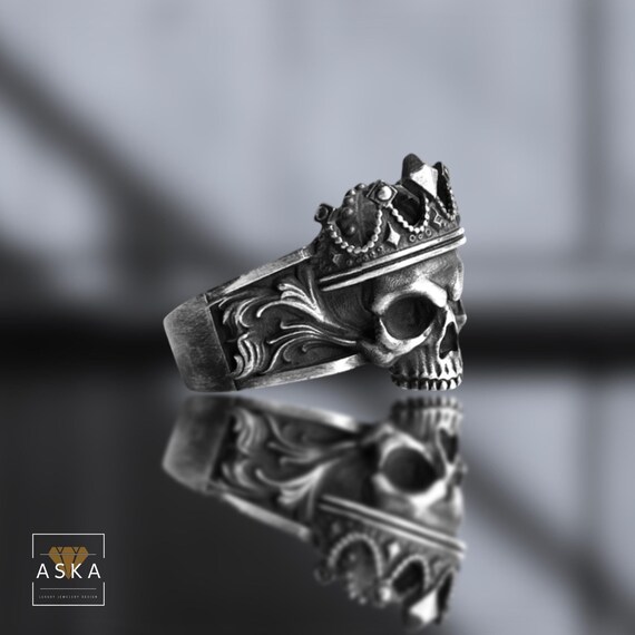 Corona Anello da uomo in argento 925 stile gotico biker Corona Anello da uomo in argento 925 stile gotico biker