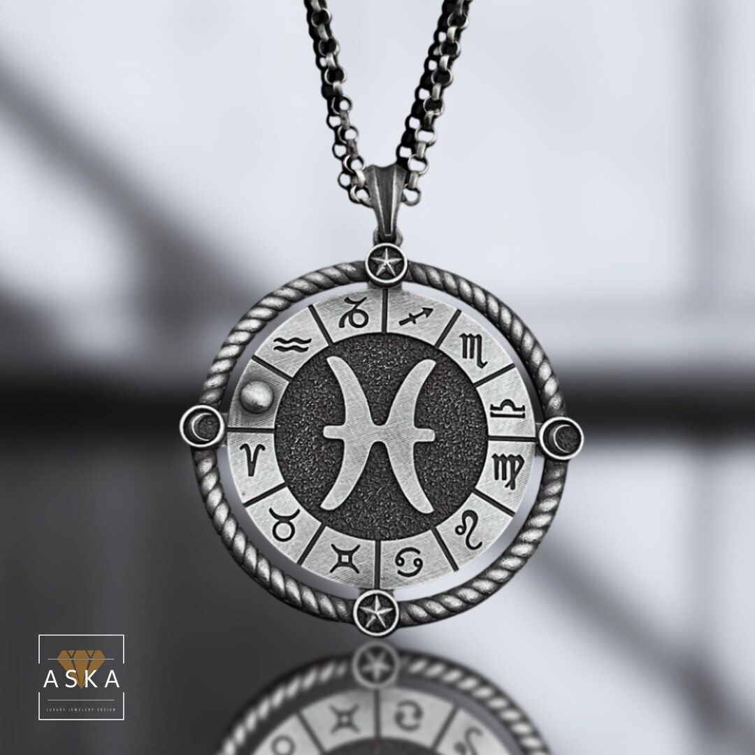 Pisces Zodiac Necklace – 925 Sterling Silver Pendant With Horoscope ...