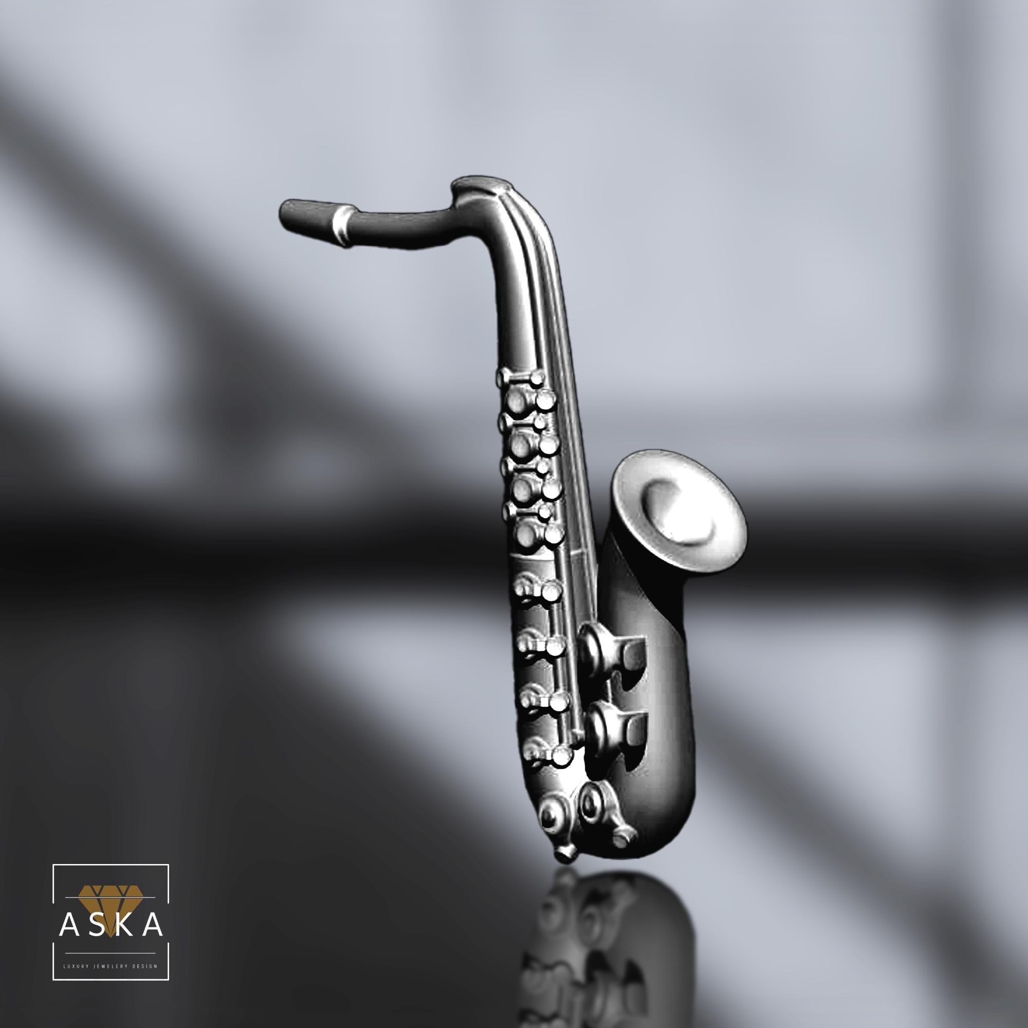 Sterling Silver Saxophone Necklace – Jazz Music Jewelry – Musician Gift – Handmade 925 Silver Pendant – Unisex Music Charm