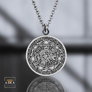 Seven Archangels Sigil Necklace – Powerful Angelic Protection Pendant in Sterling Silver – Protection Amulet – Mystic Seal Pendant