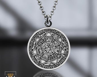 Seven Archangels Sigil Pendant: Sterling Silver Protection Amulet