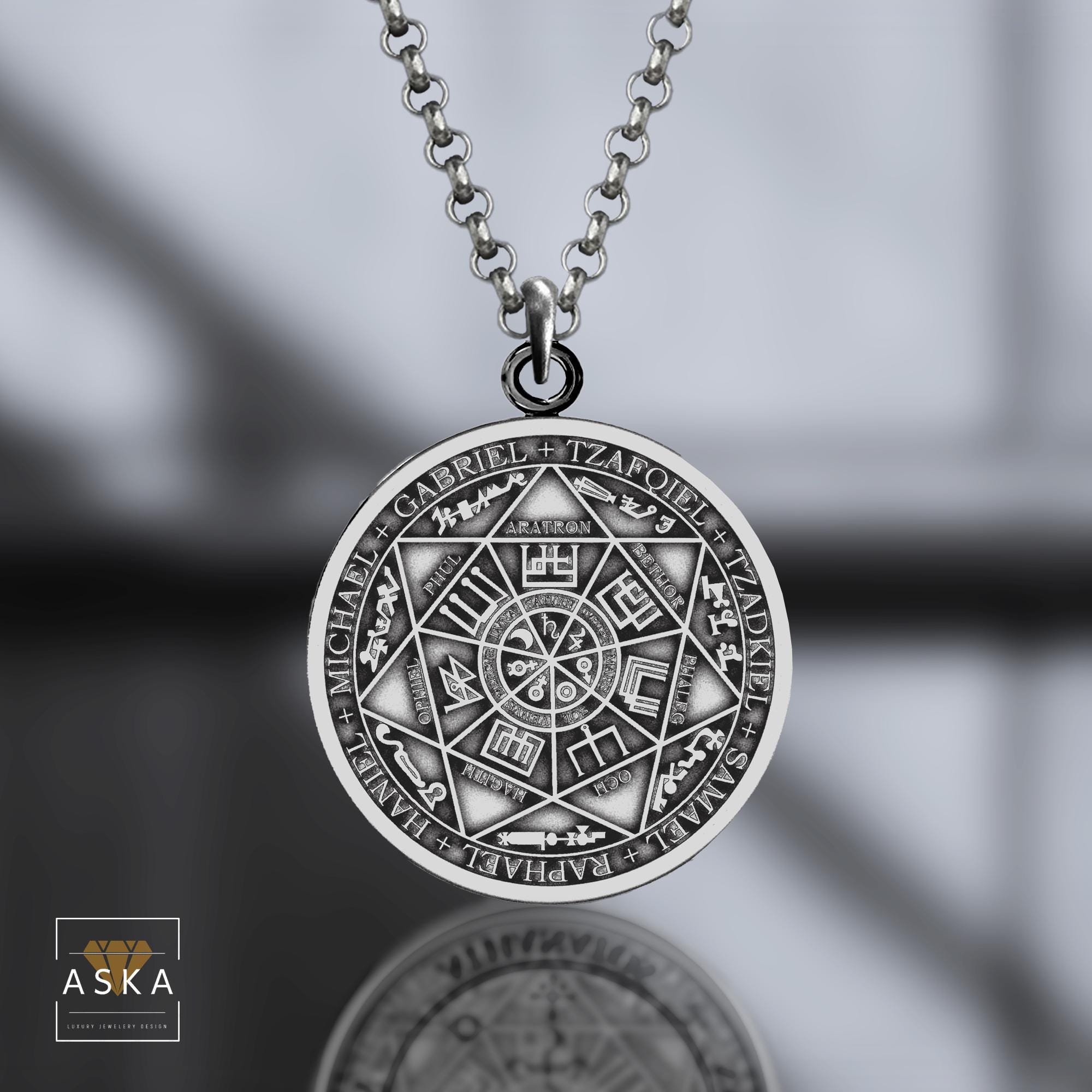 Seven Archangels Sigil Pendant: Sterling Silver Protection Amulet