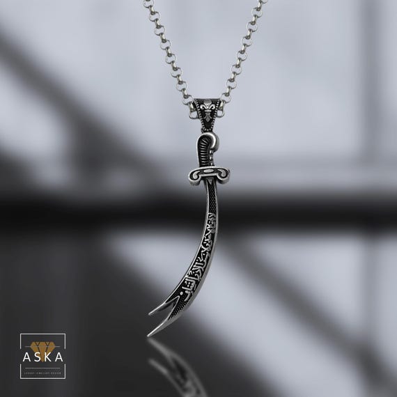 Sterling Silver Zulfiqar Sword Necklace - Islamic Muslim Pendant