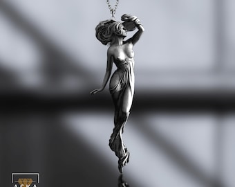 Divine Goddess Muse Pendant – Feminine Deva Inspired Necklace in Sterling Silver – Artistic Mythology Jewelry