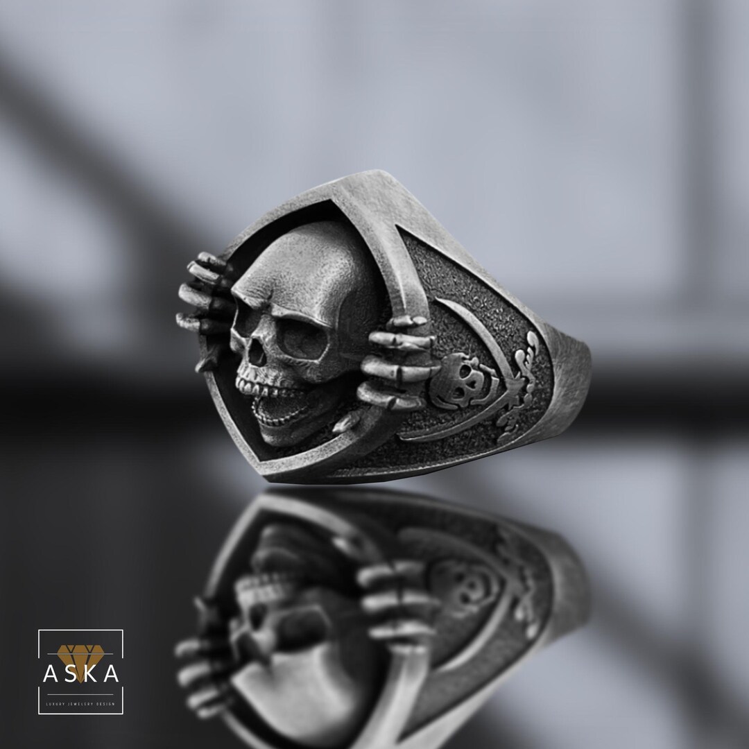 Skull Rings Sterling Silver Skull Ring: Gothic Biker Punk Jewelry - Etsy