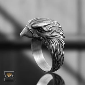 American Eagle Sterling Silver Men's Ring – Bald Eagle Symbol of Freedom – Handmade Patriotic Jewelry for Men