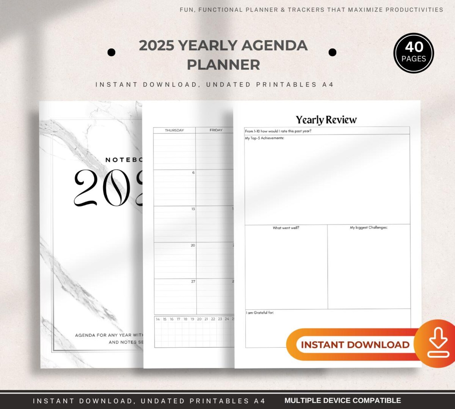 Printable Planner Template Kit, Daily Weekly Monthly Layout ...