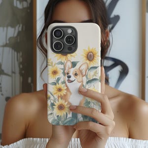 Corgi Flower Tough Phone Case Corgi Phone Case Dog Mom Impact resistant Wireless Charging Cute Dog Iphone case Samsung Google pixel