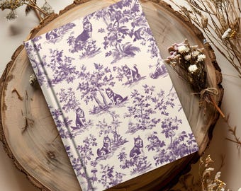 Siberian Husky Elegant Toile De Jouy Style Print Dog Hard Cover Lined Ruled Journal Planner Diary Notebook Budget Labrador Mom Gift Valentin