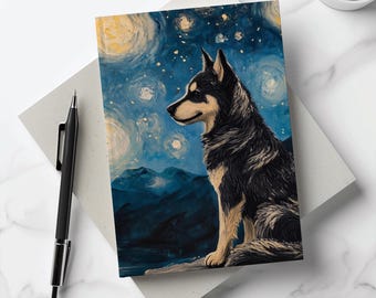 Siberian Husky Starry night Celestial  Matte Finish Hard Back Cover Lined Ruled Journal Planner Diary Budget List Notebook Gift for dog love