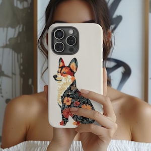 Floral Corgi Phone Case Cute Dog Tough Phone Case Dog Mom Impact resistant Wireless Charging Iphone Samsung Google Pixel