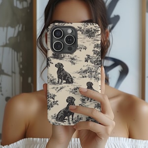 Schwarz Labrador Toile De Jouy Vintage Phone Robuste Handytasche Hund Mom Dandelion Stoßfeste Handytasche Wireless Iphone Samsung Googl schwer