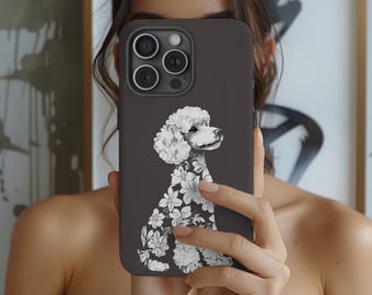 Flower Poodle Phone Case Cute Dog Tough Phone Case Dog Mom Impact resistant Wireless Charging Iphone Samsung Google Pixel