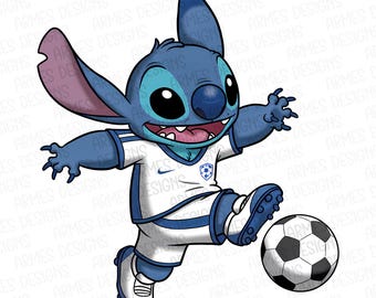 Soccer Stitch Png, Stitch Png, Cute Stitch Png, Football Player Png, Sports Stitch Png, Funny Stitch Png, Soccer Ball Png, Blue Alien Png