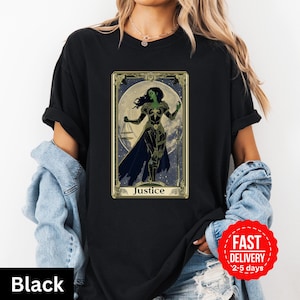 Maglietta con la carta dei tarocchi di Gamora Justice, maglietta dei Guardiani della Galassia, maglietta Marvel Superhero Comfort Colors, maglietta unisex per adulti, numero dei tarocchi 11
