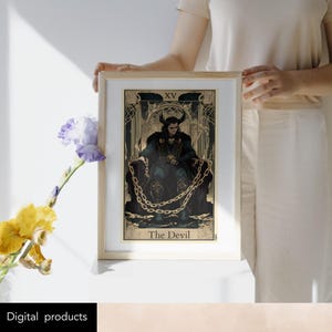 Póster de la carta del Tarot Loki el Diablo, Impresión digital mística de Marvel, Arte mural digital de superhéroes, Póster digital, Número 15 del Tarot