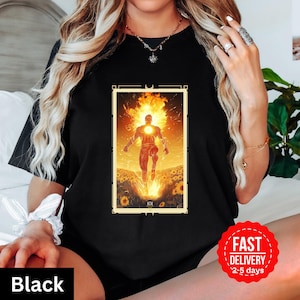 Human Torch The Sun tarotkaartshirt, Johnny Storm Fantastic Four shirt, shirt Marvel Comfort Colors, shirt voor volwassenen, uniseks shirt voor volwassenen, tarotnummer 19