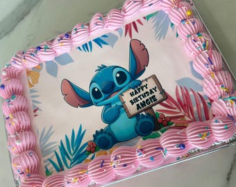 Stitch Edible Cake Topper - Tropical Birthday Sugar Sheet