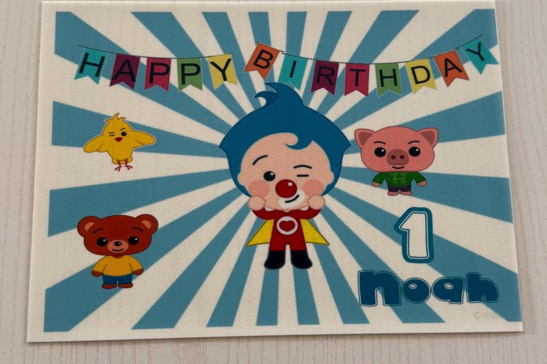 Plim Plim cake topper on sugar sheet, kids’ cake decoration, personalized edible image image 3