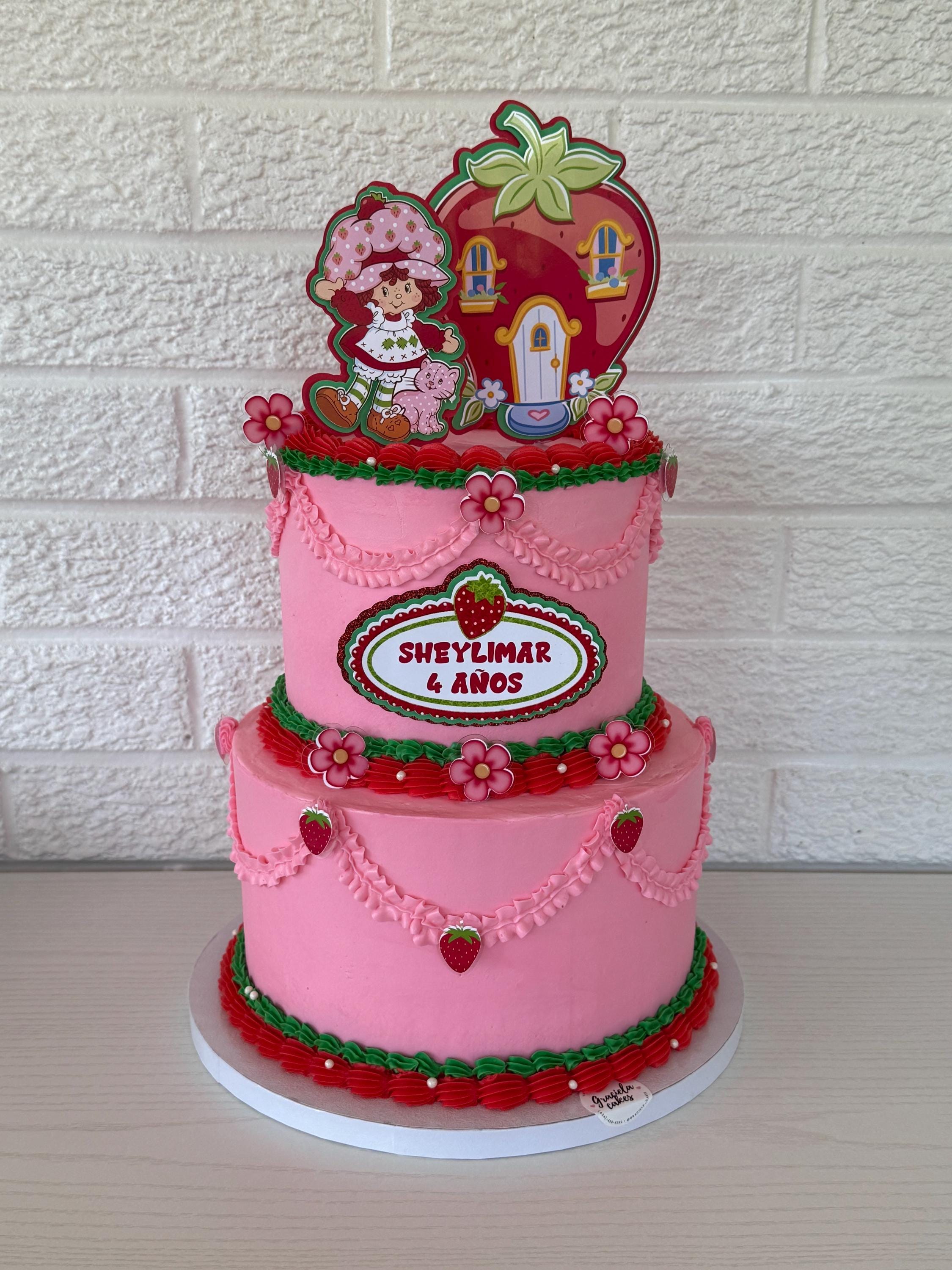Strawberry Shortcake–inspired Cake Topper – Layered 3D Design