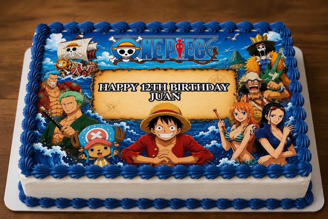Anime Pirate Adventure Edible Cake Topper | Personalized Frosting Sheet