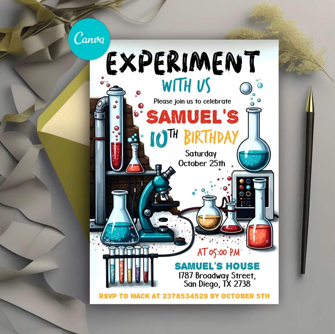 Science Birthday Invitation, Scientist Party Invitation Template, Join ...