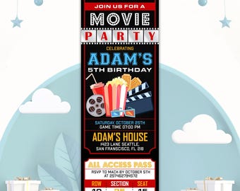 Movie Ticket Invitation, Movie Birthday Party Invitation Editable, Movie Cinema, Movie Night Party, Ticket Invitation Printable