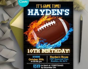 Football Birthday Invitation, Football Party Invitation, Sports Party Invite, Football Game, American Football Invitation, Instant Download