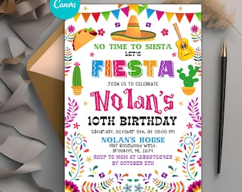 Faire-part d'anniversaire fiesta, invitation à une soirée à thème mexicain, Cinco De Mayo, Fiesta florale, faire-part de tout âge Taco Bout