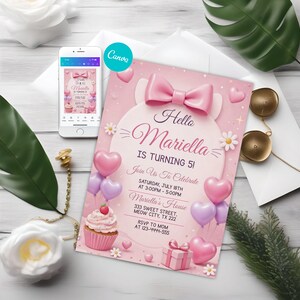 Kitty Birthday Invitation, Cute Kitty Party Invite, Pink Bow Kitten Cat Birthday Invitation, Editable Canva Template, Kitty Invite,Cute Kitty Pink,Kitty Pink Invite,Girl Birthday,Cat Birthday Party,Kitten Theme Party, Birthday Invitation,Cute Kitty Invite,Cute Kitty Party,Kitty Invitation,Kitty Birthday,Kitty Party,Kitty Party Invite