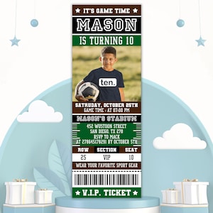 Football Ticket Invitation, Football Birthday Party Invitation, American Football Ticket Invite, Sports Ticket Style Party Invite