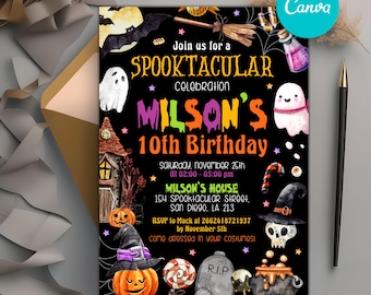 Editable Halloween Birthday Invitation, Spooktacular Halloween Party, Hey Boo Ghost Party, Halloween Party Invite, Instant Download