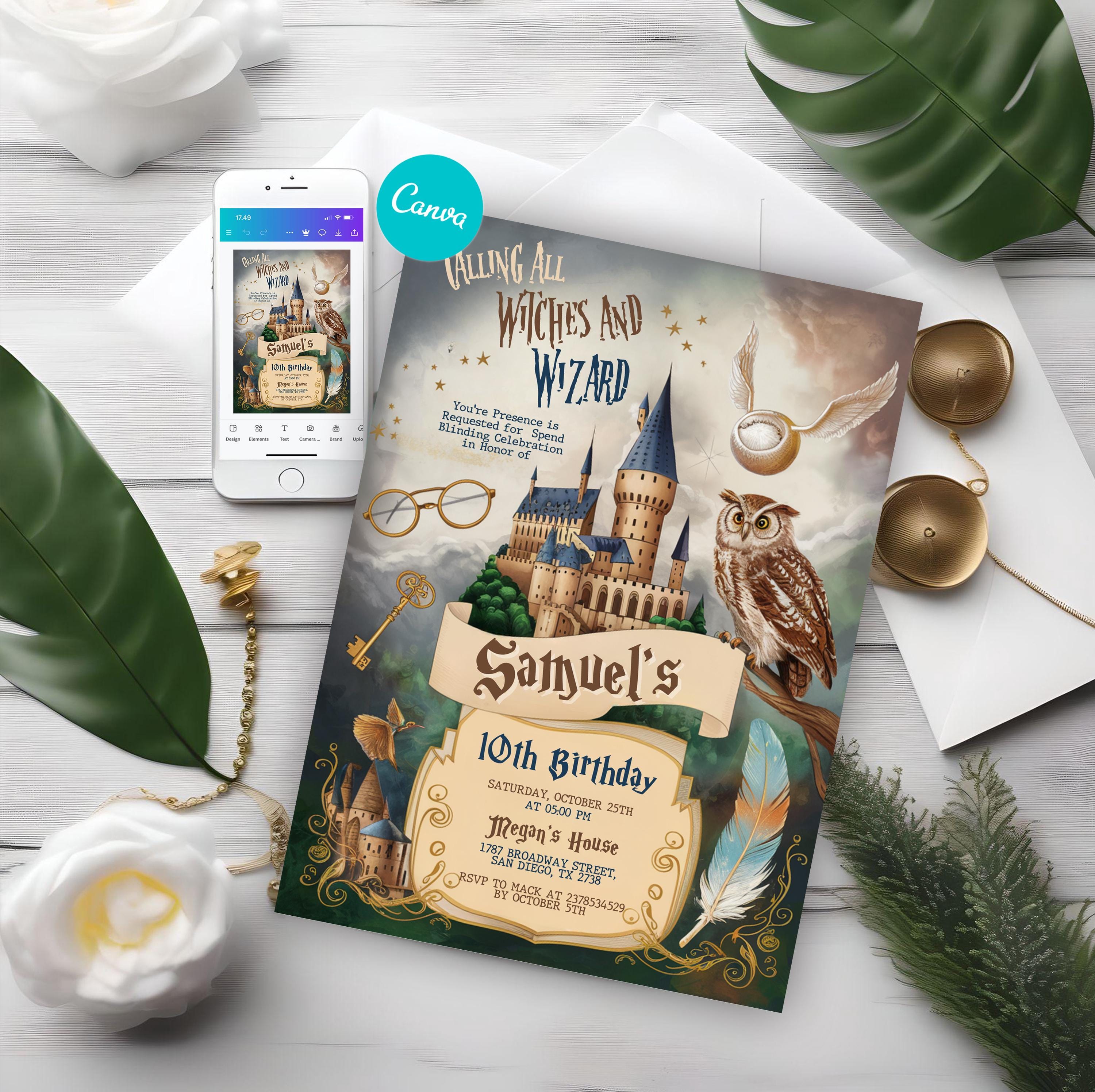 Practical Magic Invitations Editable Magical Birthday Invitation, Wizards Witches Birthday ...