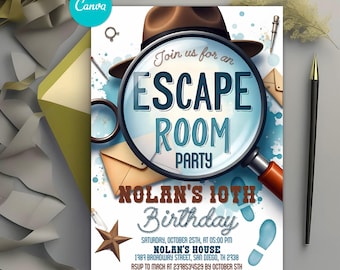 Editable Escape Room Birthday Invitation, Mystery Party Birthday Invitation, Team Building Activity Party Invite, Instant Donwload