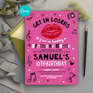 Mean Girls Inspired Birthday Invitation, Pink Girls Birthday Invitation, Girl Night Out, Instant Download, Editable Canva Template