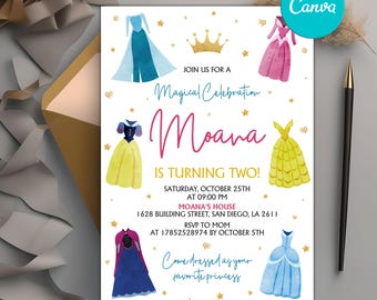 Editable Princess Invitation, Princess Birthday Party Invitation, Princess Dress Up Invite, Magical Celebration, Royal Girl Dress Up Party