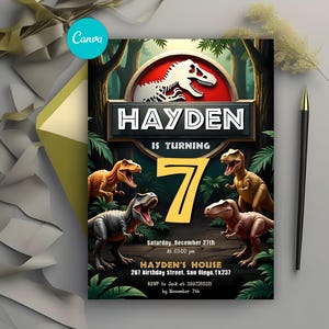 Editable Dinosaur Invitation, Dinosaur Birthday Party Invitation, Dinosaur World Invite, T-Rex Party Invite, Jurassic 1st 3rd 5th Birthday