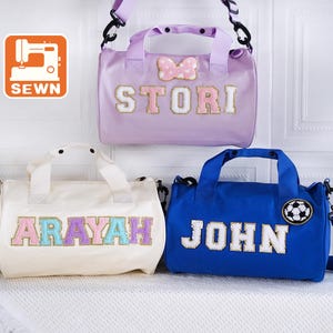 Bolsa de baile personalizada para niñas, bolsa de lona de chenilla con letras para niñas pequeñas, regalo para bailarinas, gimnastas y animadoras. Regalo de Navidad para niñas.